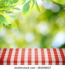 Picnic Table In Summer Background