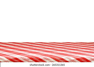 Picnic Table With Tablecloth Isolated On White Background With Clipping Path.