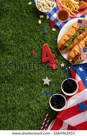 A picnic vertical setup representing Labor Day or Independence Day celebrations, featuring food and festive decorations with an American theme