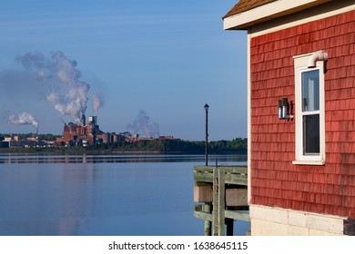 Pictou, NS - June 1 2018: Pulp Mill As Seen From The Hector Heritage Quay Area