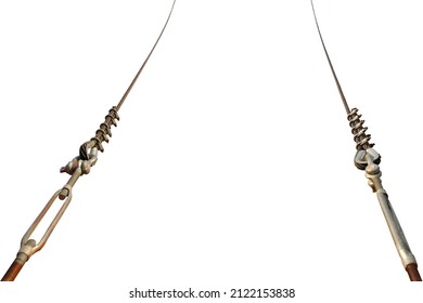 Picture Of An Adjustable Wire Rope Hook Pulling On A Wire Rope On A White Background.