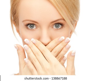 Picture Of Amazed Woman With Hand Over Mouth