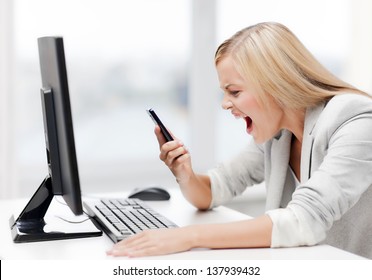 Picture Of Angry Woman Shouting At Phone