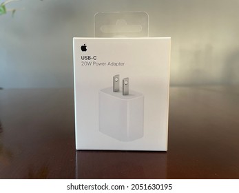 Picture of an Apple USB power adaptor box on September 6, 2021 in Edmonton, Canada