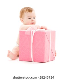 Picture Of Baby Boy With Big Gift Box