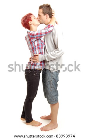 picture of a beautiful young couple, isolated on white