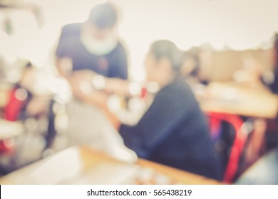 Picture blurred  for background abstract and can be illustration to article of lady in restaurant - Shutterstock ID 565438219