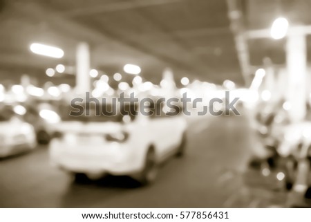 Picture blurred  for background abstract and can be illustration to article of Cars parked in the parking lot
