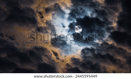 Similar – Image, Stock Photo Moon behind veil clouds