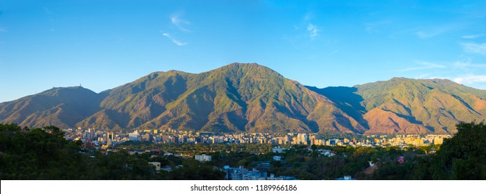 Picture created on November 27 , 2017, picture took in Caracas City, Venezuela, in photo panoramic view of Caracas and the iconic mountain named Avila, Showing a wide view of Caracas City