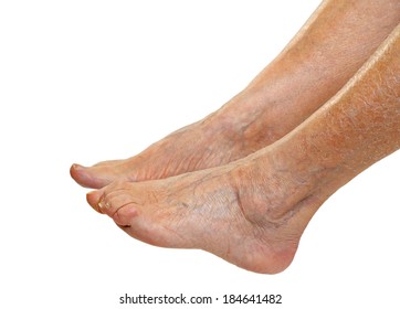 Picture of an elderly feet on isolated background