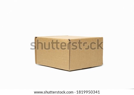 A picture of empty corrugated single layer box used to packing small item on isolated white background.