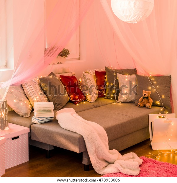 Picture Fairy Lights Teen Bedroom Stock Photo Edit Now