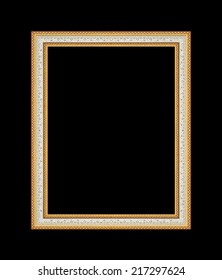 Picture frame carved wood frame Isolated on black background