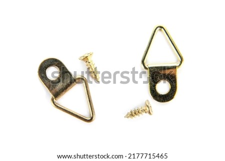 Picture frame hook isolated on white background. Picture frame hanging hooks with screw 