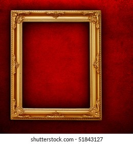 Picture Frame On Red Paint Wall