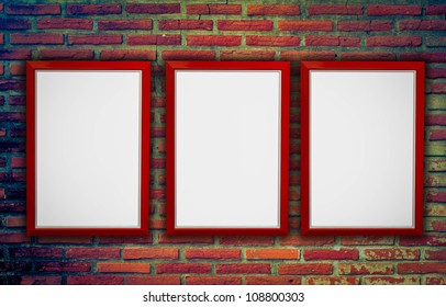 Picture frame, red brick walls.