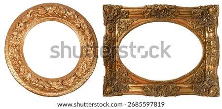 picture frames isolated on white background set antique gilded gold