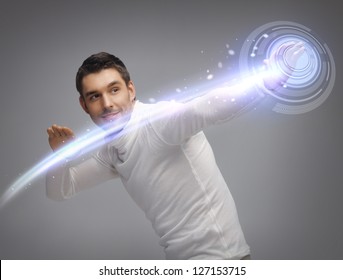 Picture Of Futuristic Man Working With Virtual Screen