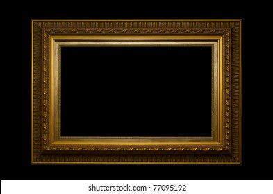 Picture gold frame with a decorative pattern on a black