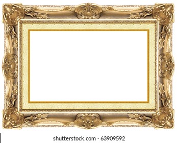a picture gold frame on a white - Shutterstock ID 63909592