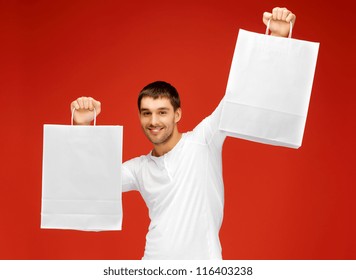 Picture Of Handsome Man With Shopping Bags