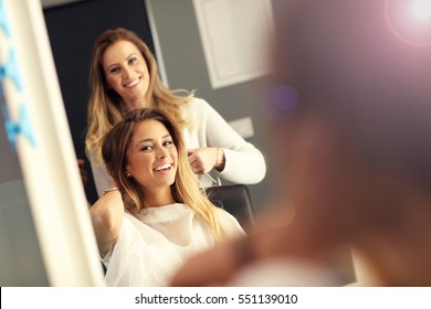 Picture Of Happy Woman In Hair Studio