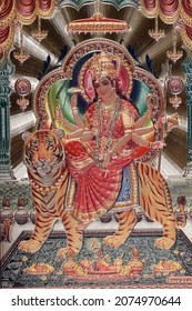 Picture Of Hindu Goddess Durga On A Tiger.  France. 05-21-2021