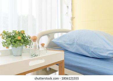 Picture Of Hospital Bed In Surgery And Ambulatory Center. Healthcare And Medical Concept