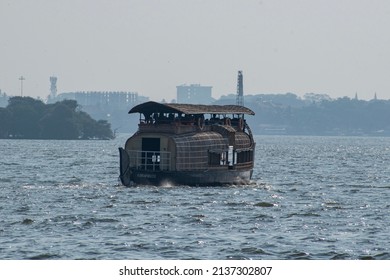 A picture of house boating in marine drive, Kochi, India. Picture was taken on 13 March 2022