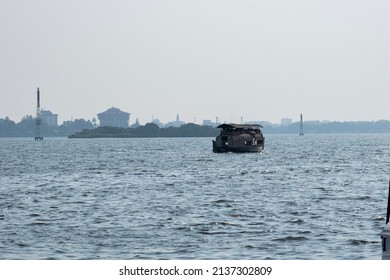 A picture of house boating in marine drive, Kochi, India. Picture was taken on 13 March 2022