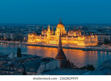 A picture of the Hungarian Parliament Building at night. - Powered by Shutterstock