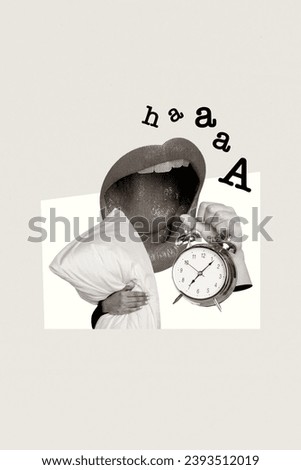 Picture image sketch of sleepy person yawning sleeping late evening isolated on painted background