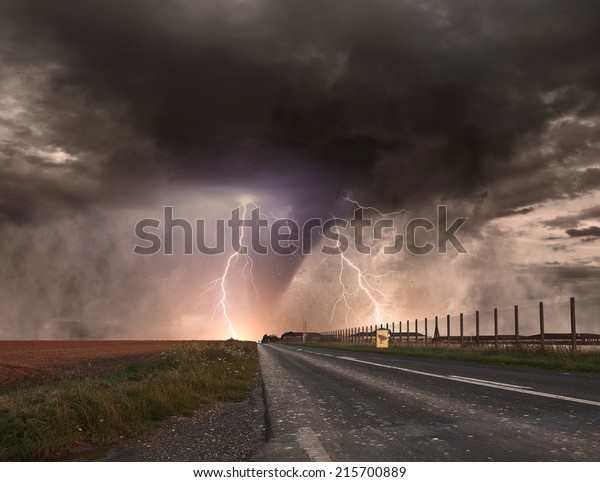 Picture Large Tornado Destroying Landscape Stock Photo Edit Now 215700889