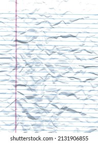 Picture Of Lined Paper. The College Ruled Lined Paper Is Heavily Textured With Many Crumples, Tears, And Patterns. 