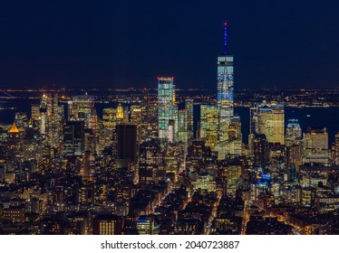 A Picture Of Lower Manhattan At Night.