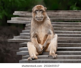 Picture of a macaque monkey sitting on a baking sheet - Powered by Shutterstock