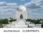 Picture of mausoleum of Quaid-e-Azam in bright sunny day, also known as mazar-e-quaid, famous landmark of Karachi Pakistan and tourist attraction of Pakistan.