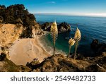 a picture of mcway falls in Big Sur