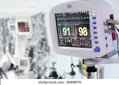 Picture of medical monitors inside the ICU
