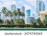 Picture of Miami skyscrapers in city center.