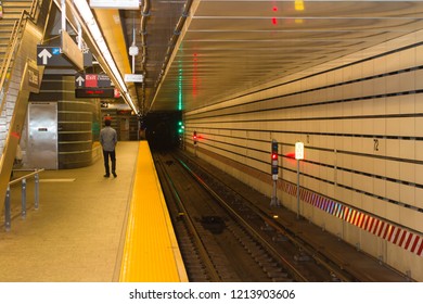 Picture Of A New York City Subway System, Seventy Second Street Q Train.
