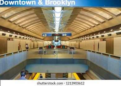 Picture Of A New York City Subway System, Seventy Second Street Q Train.
