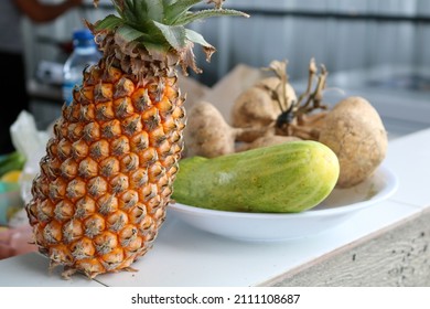 Picture Of Pineapple, Cucumber, Jicama