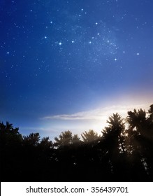 A Picture Of Rising Sun And Fading Stars Of Milky Way