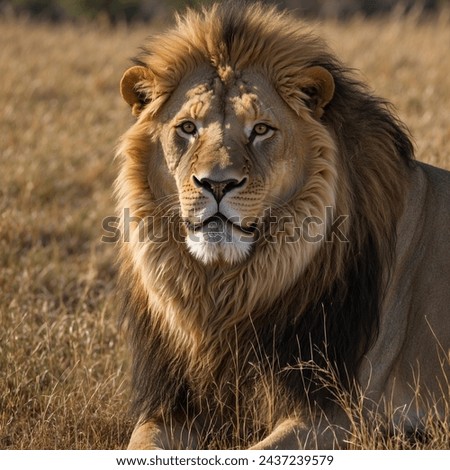Picture a roaring lion with a magnificent mane against a dramatic savanna backdrop.