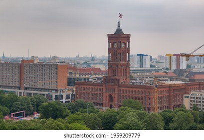 A picture of the Rotes Rathaus - Berlin Town Hall as seen from afar.