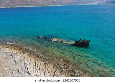 A picture of a shipwreck on the island of Crete,Greece from above - Shutterstock ID 2241507035