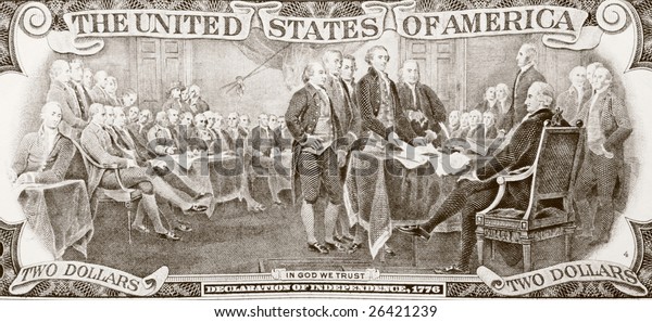 Picture Signing Declaration Independence Two Dollars Stock Photo (Edit ...