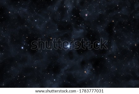 A picture of the star Polaris and faint nebulae of Milky Way galaxy